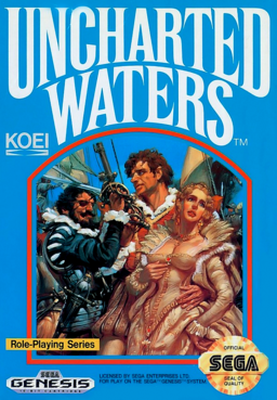 Uncharted Waters box art for Sega Genesis